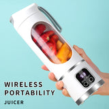 450mL Portable Electric Fruit Juicer - Home USB Rechargeable Smoothie Maker Blender. Sports Bottle for Juicing