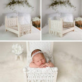 Newborn Crib Wood Hand-Woven Pendulum Props With Tassel Photography Furniture