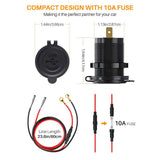 12V/24V 22W Waterproof 4.2A Dual USB Fast Socket Power Outlet Charger with Switch for Car Motorcycle Truck RV Boat