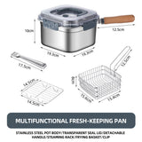 316 Multifunctional Stainless Steel Frying Pan with Outdoor Preservation Box - Portable 2500ML Deep Fryer