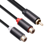 0.3m Speaker Y-Adapter Splitter RCA 1 Male to 2 Female Stereo Audio Cable Gold Plated