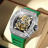 ONOLA Fashion Watch for Men Milky Way Star Sapphire Dial Luxury Steel Band Male Mechanical Wrist Watches Relogio Masculino