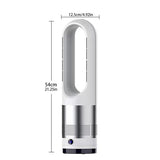 18-Inch Bladeless And 2 In 1 Heater With Remote Control Timing Cold Warm Tower Floor Fan