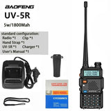 Original Baofeng UV5R Walkie Talkie 136-174Mhz & 400-520Mhz Dual Band Frequency Modulation 1800mah Radio LED Screen