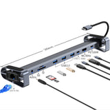 1 PCS USB C HUB Type C To -Compatible 3.5Mm Audio Jack USB 3.0 Adapter 10 In 1 Type C HUB Dock USB C Splitter Laptop Stand