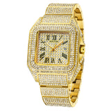 PINTIME Ice Out Square Watch For Men Top Brand Luxury Full Diamond Mens Watches Ultra Thin Waterproof Hip Hop Clock Dropshipping