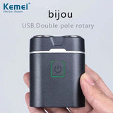 Kemei KM-w301 Mini Portable Full Body Washable Rotary Dual Head LCD Display USB Rechargeable Shaver