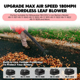 Cordless Leaf Brushless Electric Air Blower 6-Speed Up to 180MPH Vacuum Cleaner for Milwaukee 18V Battery (No Battery)
