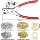 Pliers Kit, 1/4 Inch 6mm Grommet Tool Kit Metal Eyelets with Washers, Eyelet Grommets