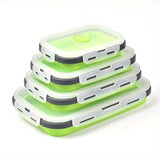 4pcs, Collapsible Food Storage Container Silicone Lunch Box Outdoor Travel Lunch Box, Travel Accessories