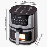 1250W Oil Free LED Touch Panel Fryer Toaster Oven Combo - With Presets for Roast, Bake, Broil, and Air Fry.