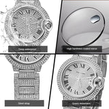 PINTIME Women for Watch Diamond Iced Out Couples Quartz Wristwatch Waterproof 30m Stainless Steel Strap Calendar Luxury Relogios