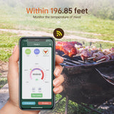 98FT BBQ BT Smart Wireless Meat Thermometer - APP Control, 4 Probes for Grilling and Smoking, IPX7 Waterproof Barbecue Thermometer