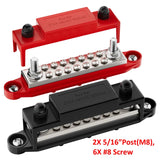 DaierTek 275A 12V Power Distribution Block Car Audio Busbar 6 x 5/16" (M8) Terminal Stud Positive Ground Battery Bus Bar