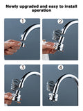 Universal spout with swivel universal extension for faucets, capable of rotating, boostingand splash proof water