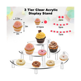 4 Pack 3 Tier Clear Holder,Half Moon Cupcake Stand, Acrylic Risers Stand,Dessert Stand for Display