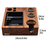 TREELF 3 IN 1 Knock Box and Tamping Station 51/54MM Espresso Anti-pressure Pad Stand Walnut Wooden Coffee Tool