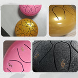 6 inch 11 Tone Steel Tongue Hand Pan Drum Drumstick Percussion Music Instrument Tambourine Yoga Relaxation Glucopon Gift