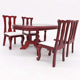 5Pcs/Set 1:12 Miniature Furniture Dining Table Chair Set Wooden Toy For Dollhouse Decorations And Accessories
