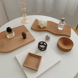 Wooden Spiral Shape Dessert Tray Candle Holder Storage Organizer Home Decoration Accessories