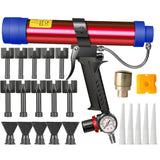 Adjustable Pneumatic Glass Air Rubber 310ml Hard Glue Sealant Applicator Caulking Gun Tool with Plastic Cones
