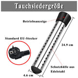2500W Heater Automatic Timer, Safe Pool Heating Immersion Heater, Perfect for Home Eu Plug