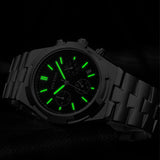 PINTIME Man Watch Stainless Steel Strap Six-Hand Dial Luminous Waterproof Calendar Fashion Quartz Wristwatch  Casuals Relogios