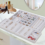 Tray, 5 Pcs Stackable Veet Organizer for Drawer, Jewelry Storage Display Trays Showcase