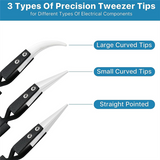 6Pcs Precision Reverse Ceramic Set, Resistant Electronics Soldering Tweezers Anti-Magnetic Pointed for Solder A
