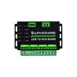 Industrial USB TO 4Ch RS485 Converter Protection Circuits Multi Systems Support, Aluminium Alloy Case, Wall-Mount
