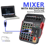 6-Channel Audio Mixer Outdoor Conference Audios USB Bluetooth Reverb Video Processor Sing Live with Sound Card Sounds Mixers