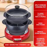 Multifunction 2 in 1 Electric Hot Pot & Barbecue Stove - 7L Capacity, 1300W
