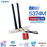 FENVI Wi-Fi 6E AX210 Tri Band 2.4G/5Ghz/6Ghz Bluetooth 5.3 802.11AX M.2 Wireless WiFi Card Desktop Kit For Win 10/11