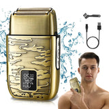 RESUXI LK-2010 All Metal IPX6 Waterproof Electric Shaver Hair Trimmer For Men Double Foil Shavers Adjustable Motor Speeds Gift