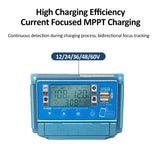 BT 30A 40A 50A 60A MPPT Solar Charge 12V/24V/36V/48V/60V Controllers LCD Display Dual USB 5V Output Controller