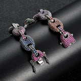 Colorful Zircon Pig Nose Chain Coffee Bean Chain