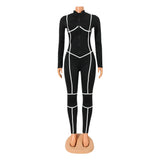 Women's Stitching Zipper Jumpsuit Trousers