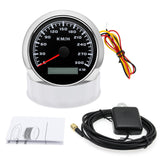 300KM/H 85MM Speedometer Waterproof 7 Color Backlight Odometer Speed Gauge GPS Antenna For Mairne Yacht Boat Car Accessories