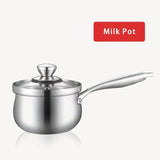 1pc Stainless Steel Sauce Pot With Steaming Grid, With Clear Glass Lid, Ergonomic Handle, Braider, Multipurpose Cooking Pot