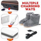 1 Pairs Winter USB Electric Heating for Women Men Comfortable Plush Foot Warmer Washable Heated Shoes Indoor Outdoor