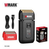 2024 New Professional WMARK NG-986 Stainless Steel Titanium Plated Two Blade Mesh Razor, Electric Men's Shaver