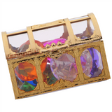 Diving Pool Toys Colorful Diamond Gem with Treasure Pirate Chest Box Summer Underwater Gemstones Set for