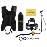 DIDEEP Diving Tank Equipment 2L Oxygen Cylinder Diving Goggle Shoulder Strap Kit Black Head Diving Device for Novices