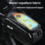 ESLNF Touch Screen Bike Pouch Phone Light Barrier Waterproof Bicycle Front Frame Bag Hard Shell Case Cycg Accessories