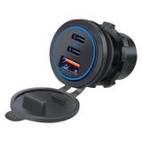 12V-24V Socket 75W PD Type C QC 3.0 Power Outlet Waterproof Fast Charge Adapter Charger for Car RV Marine