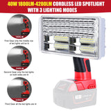 40W 4200LM Cordless LED Work Light Flashlight Outdoor Handheld Spotlight with USB Port for Milwaukee 18V Li-ion Battery