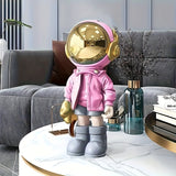 1pc Pink Astronaut Ornament, Resin Statue Art Craft, For Home Living Room Office Cafe Decor, Room Tabletop Display Entryway Decor, Winter Christmas New Year Decor