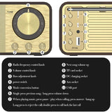 Wooden Bluetooth-Compatible 5.0 Speaker Retro Classic Soundbox Stereo Surround Super Bass Subwoofer AUX FM Radio For Computer PC