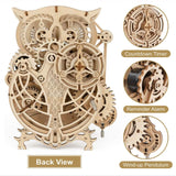 3D Wooden Puzzles DIY Owl Model Kit With Timer, Animal Shaped Unique Desk Clock Home Decor For Kids