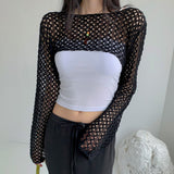 Solid Color Grid See-through Smock Top